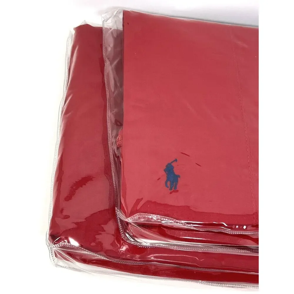 Vintage Ralph Lauren “THE POLO SHEET” Red Twin Fitted + Flat Sheet Regatta Red